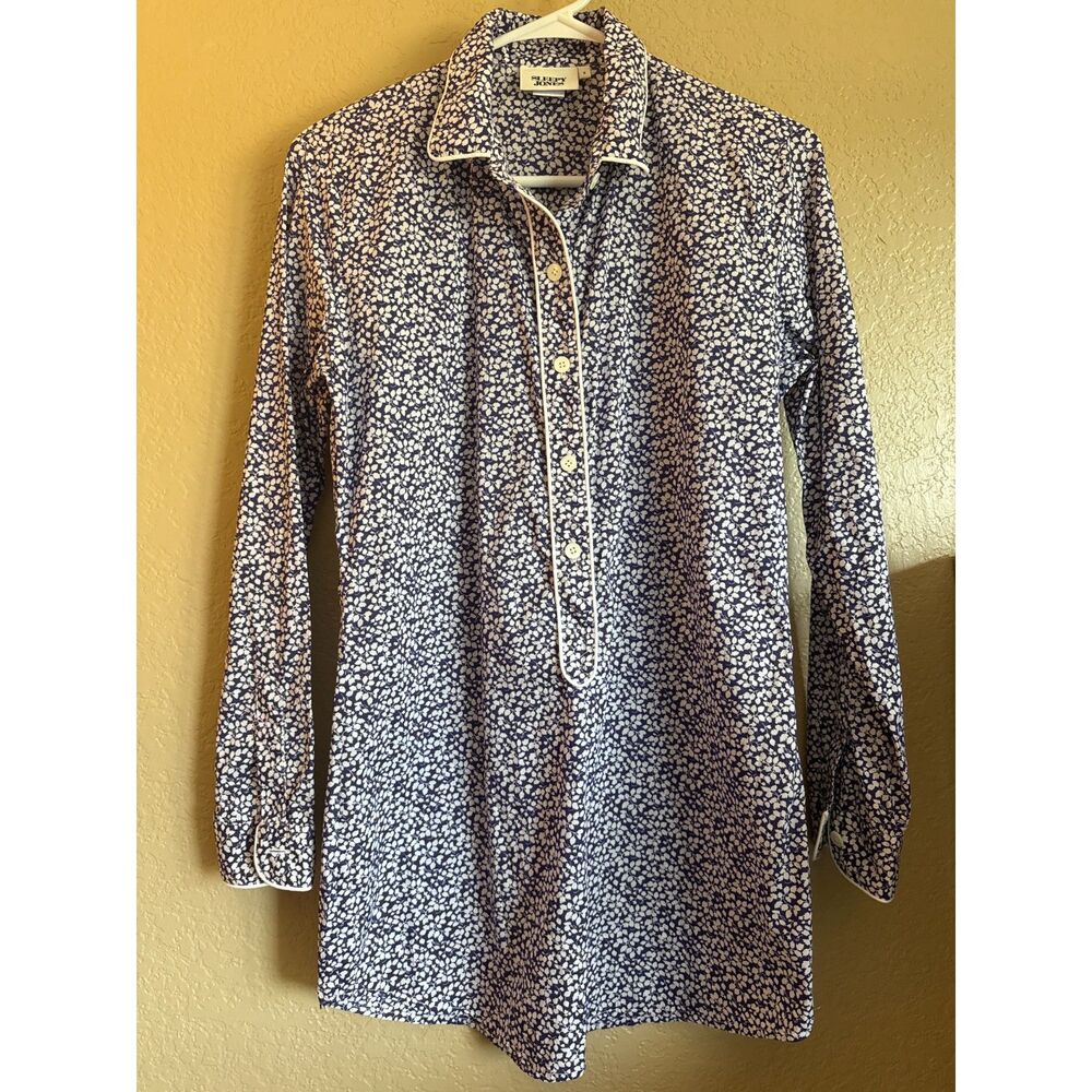 Sleepy Jones Elsa Nightshirt Lounge Dress Cotton Purple Womens Small